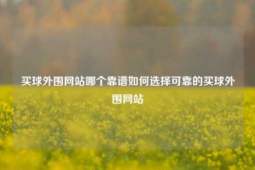 买球外围网站哪个靠谱如何选择可靠的买球外围网站